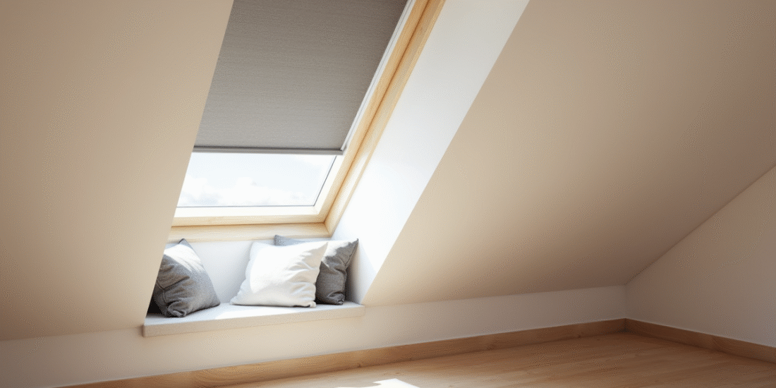Chambre de grenier moderne avec fenêtre Velux GGL SK06 lumineuse