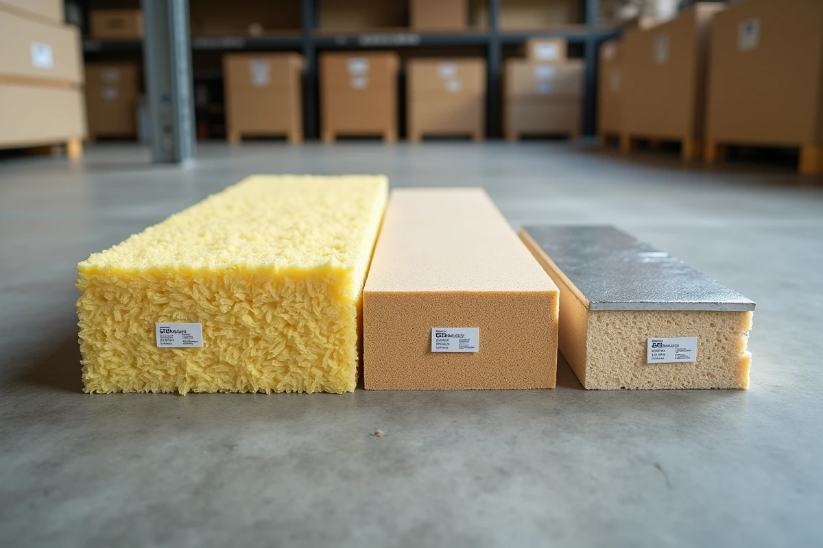 Comparaison de trois types de panneaux isolants thermiques et acoustiques durables sur béton brut, solutions homatherm RE 2026