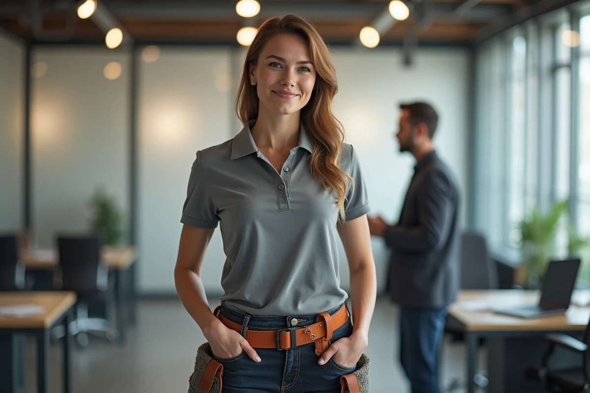 Femme électricienne discutant avec un client dans un bureau