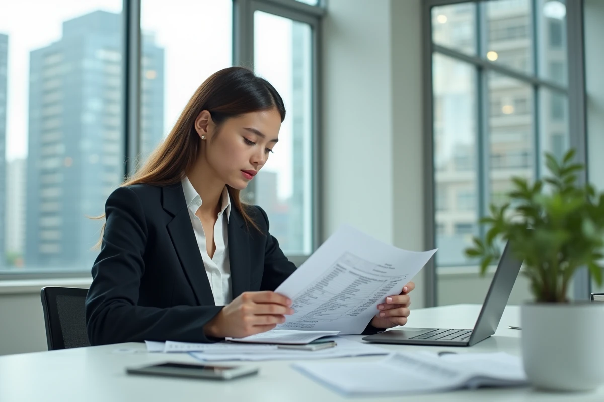 Femme d affaires analysant dépenses rénovation