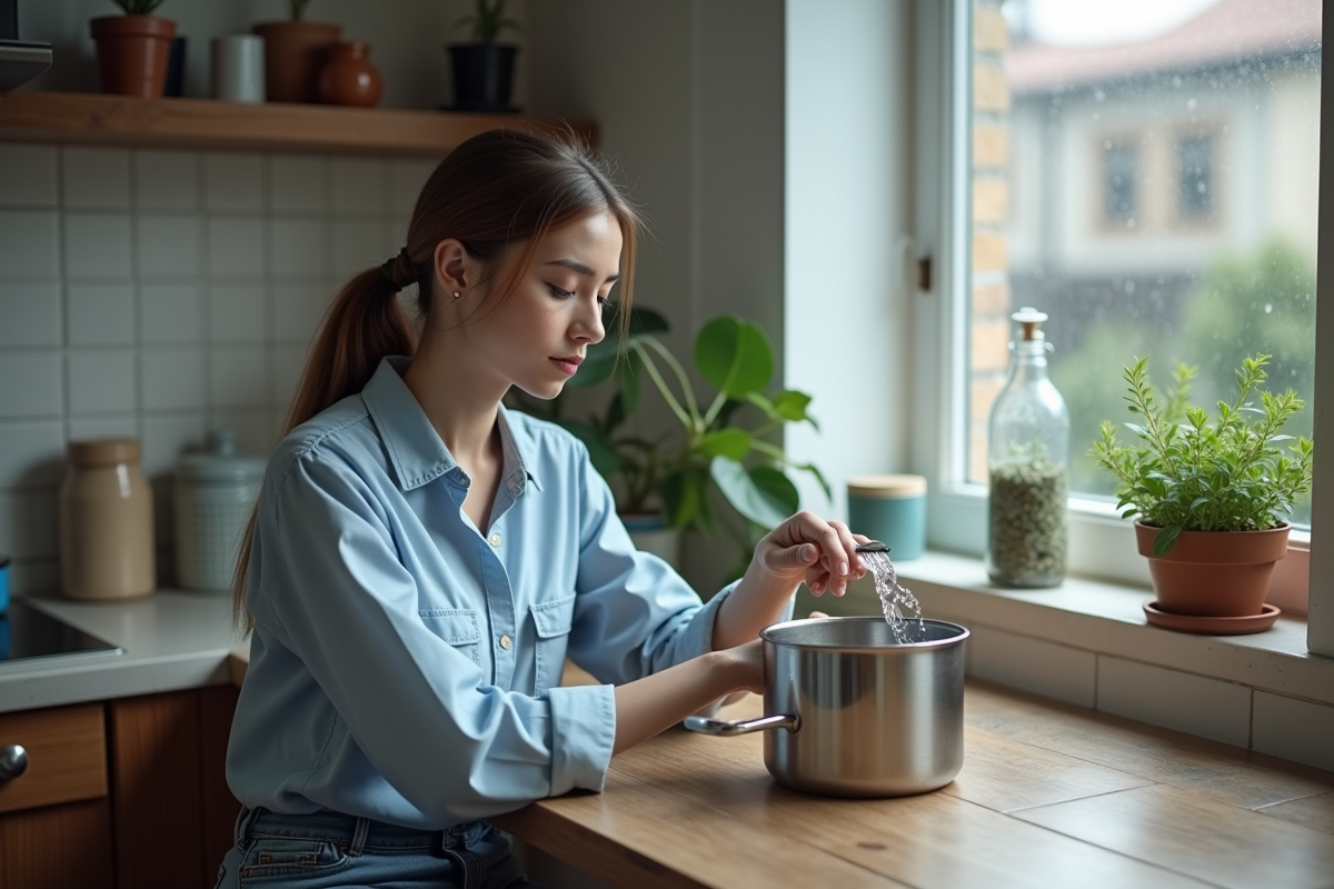 Femme préparant de l