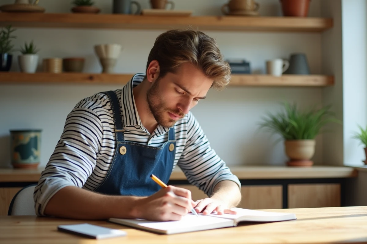 Jeune homme esquissant des idées d