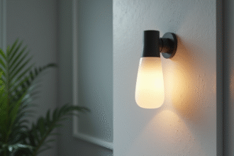 Lampe murale IP44 dans une salle de bain moderne avec gouttes d'eau